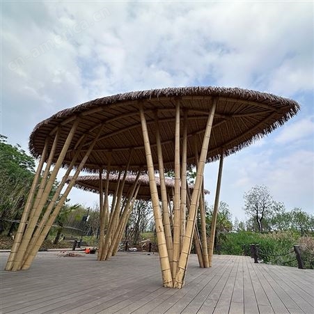 异形竹建筑 园林景区工程定制 美观竹亭 简单造型 个性竹结构